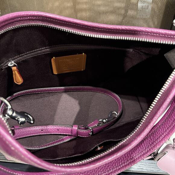 Coach Outlet Laurel Shoulder Bag with Flower Charm CCE35 SVYF2 Plum/Jasmine - Picture 7 of 12